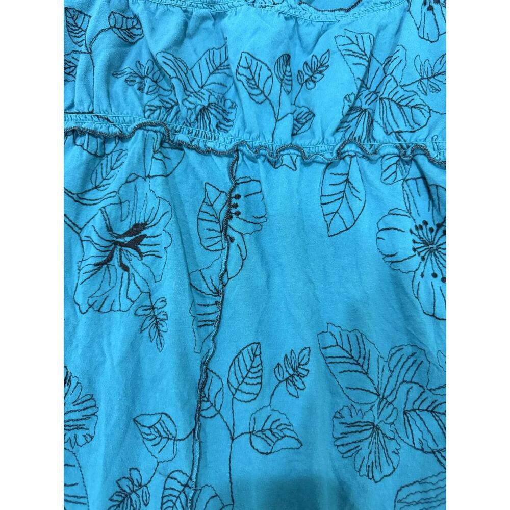 BCBGMaxazria BCBG Y2K Vintage Style Teal and Black Floral Tank Top- Size Medium - Picture 3 of 7